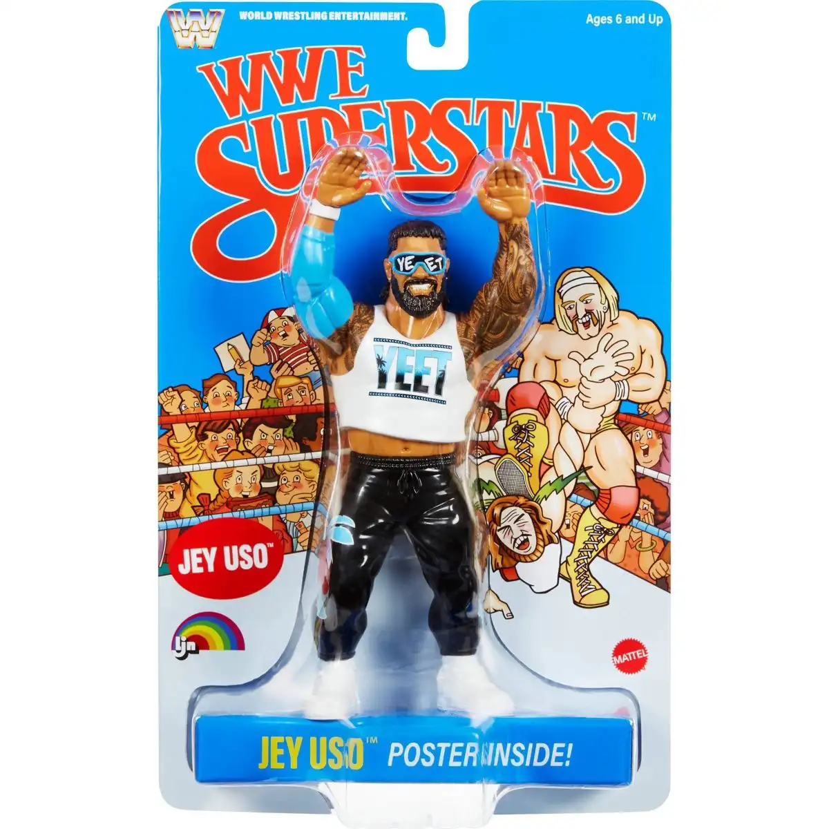 WWE LJN Superstars Jey Uso Action Figure, 1980s Retro 8 Collectible Toy 02