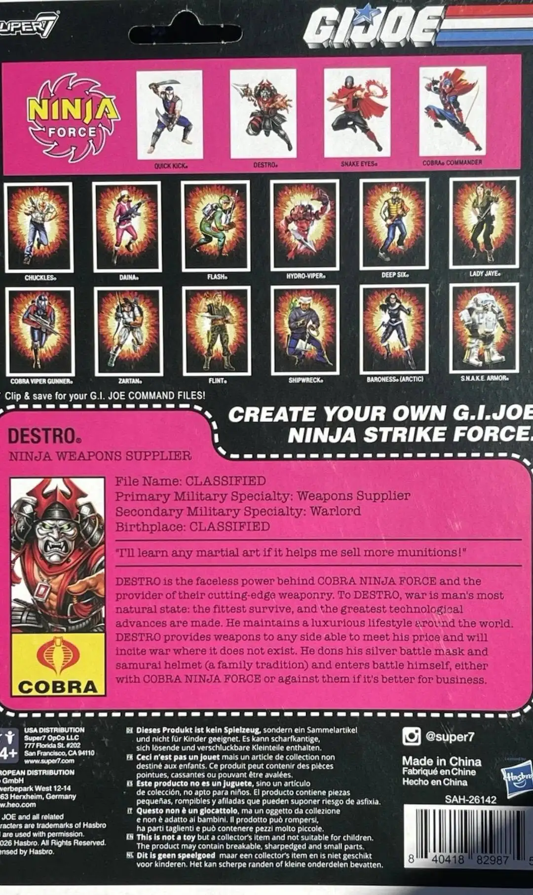 Destro Ninja Force GI Joe ReAction+ Card Back 1