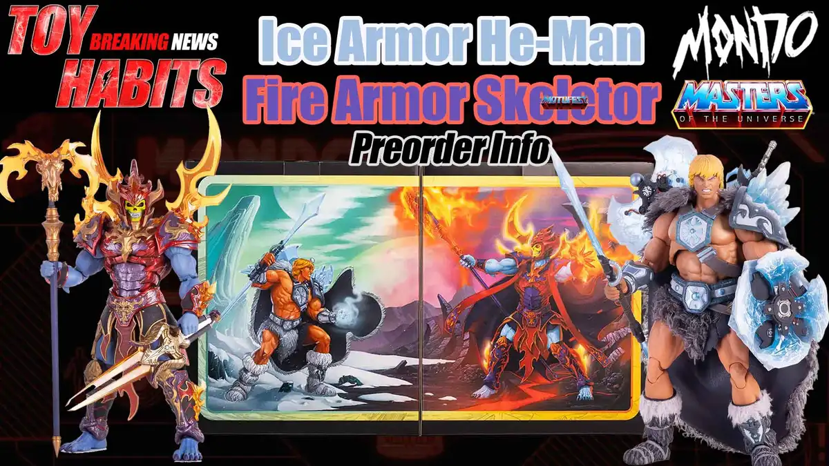 Ice Armor He-Man and Fire Armor Skeletor Mondo MOTU 200X Figure Set Official Images and Preorder