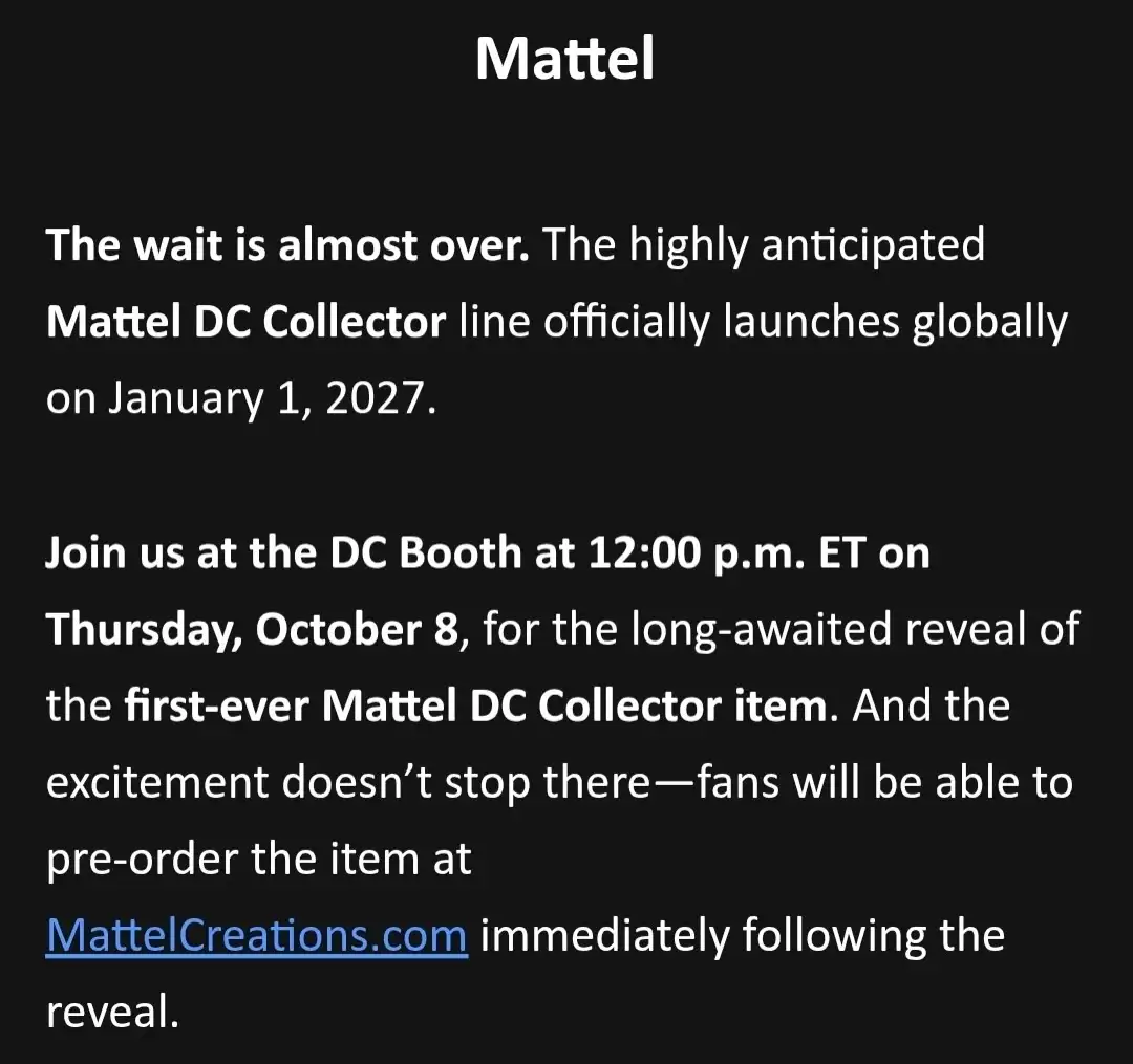 Mattel DC Collector Figure Line NYCC 2026 Update 1