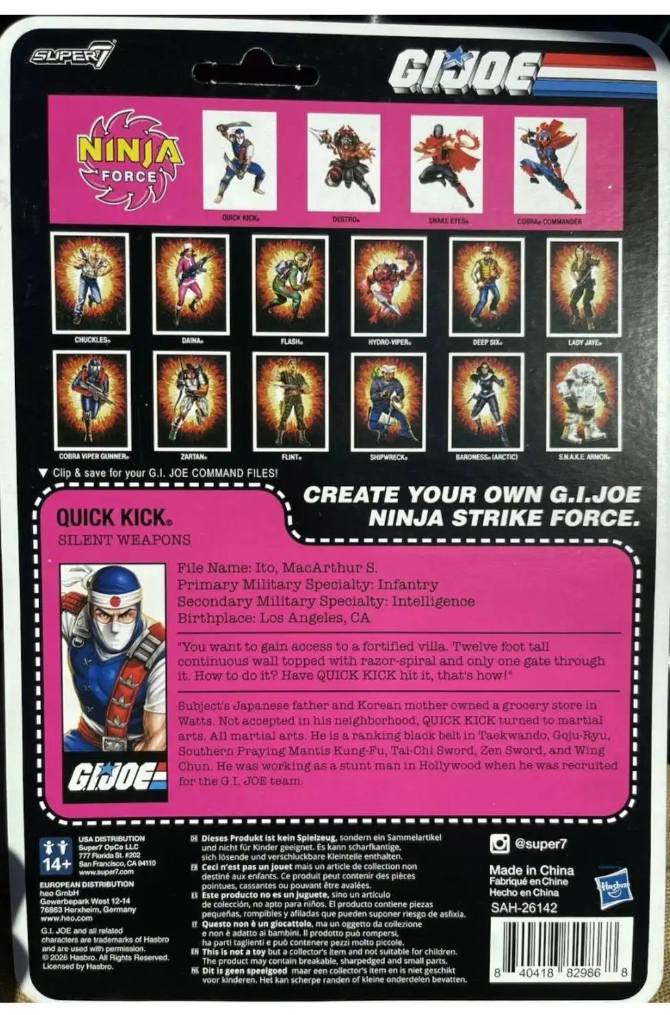 Quick Kick Ninja Force GI Joe ReAction+ Card Back 1