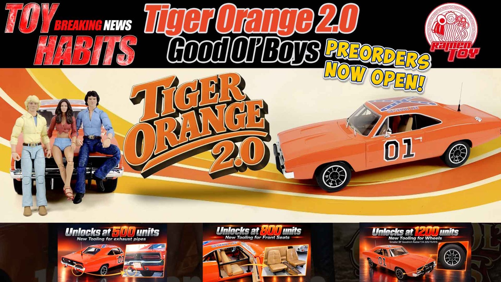 Tiger-Orange-General-Lee-Ramen-Racer-&-Good-Ol-Boys-Preorders