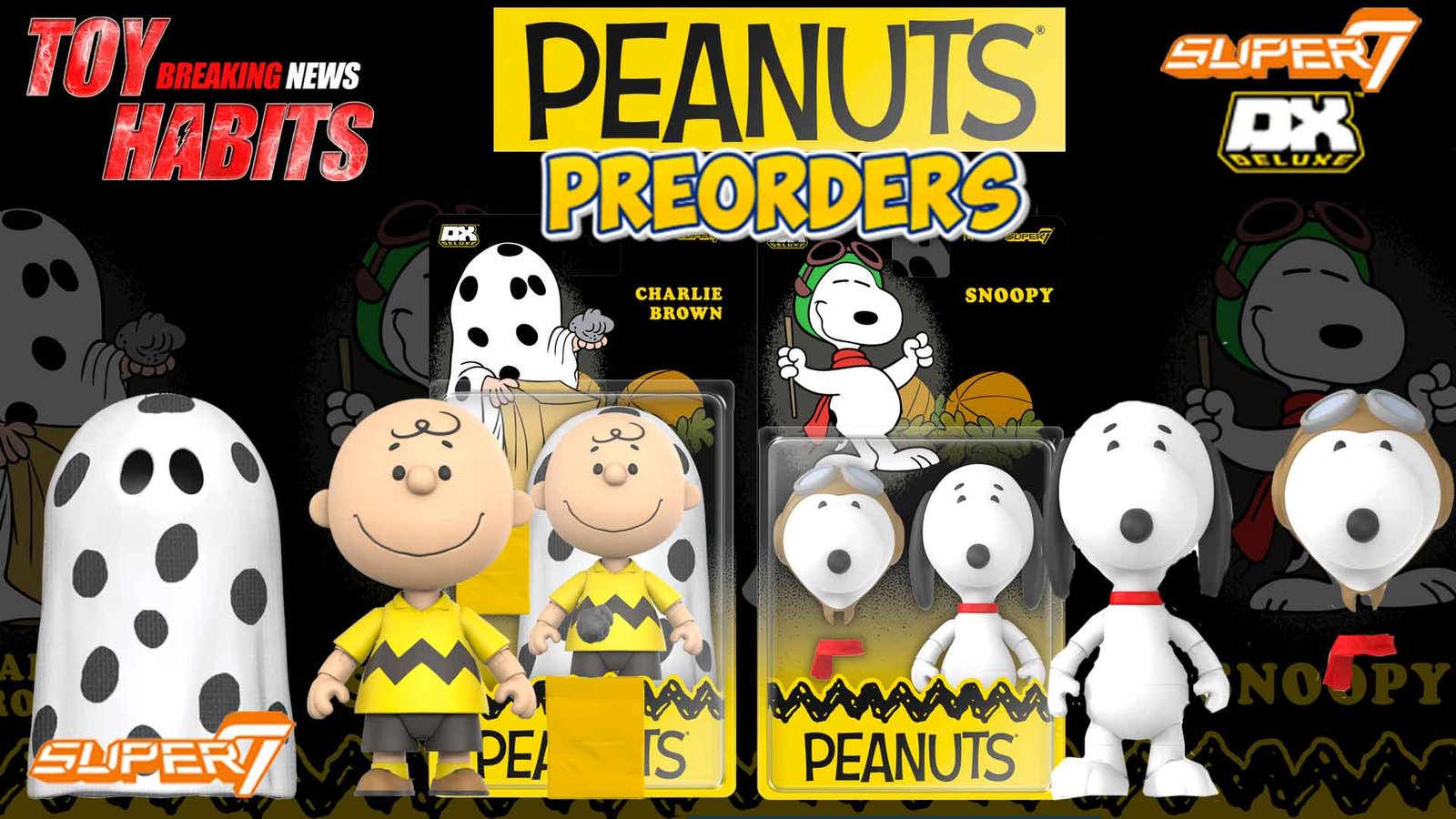 Peanuts-Super7-Deluxe-Snoopy-Flying-Ace-&-Charlie-Brown-Ghost-Sheet-Preorders