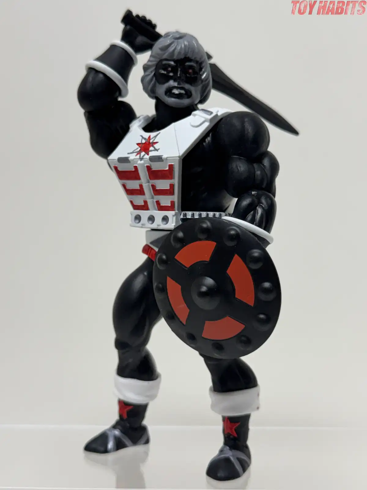The special unmasked head reveals AE MHA's face, complete with red eyes, silver-gray facial hair, and sculpted hair details.