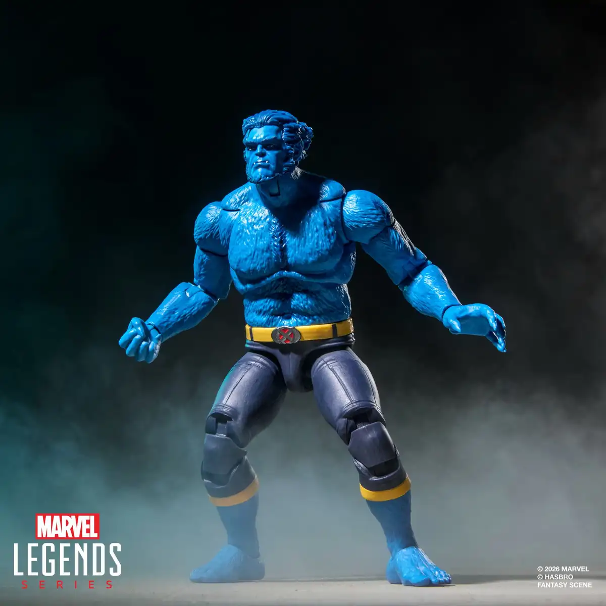 Beast is shown with his alternate closed-mouth head, dark blue pants, and yellow belt.