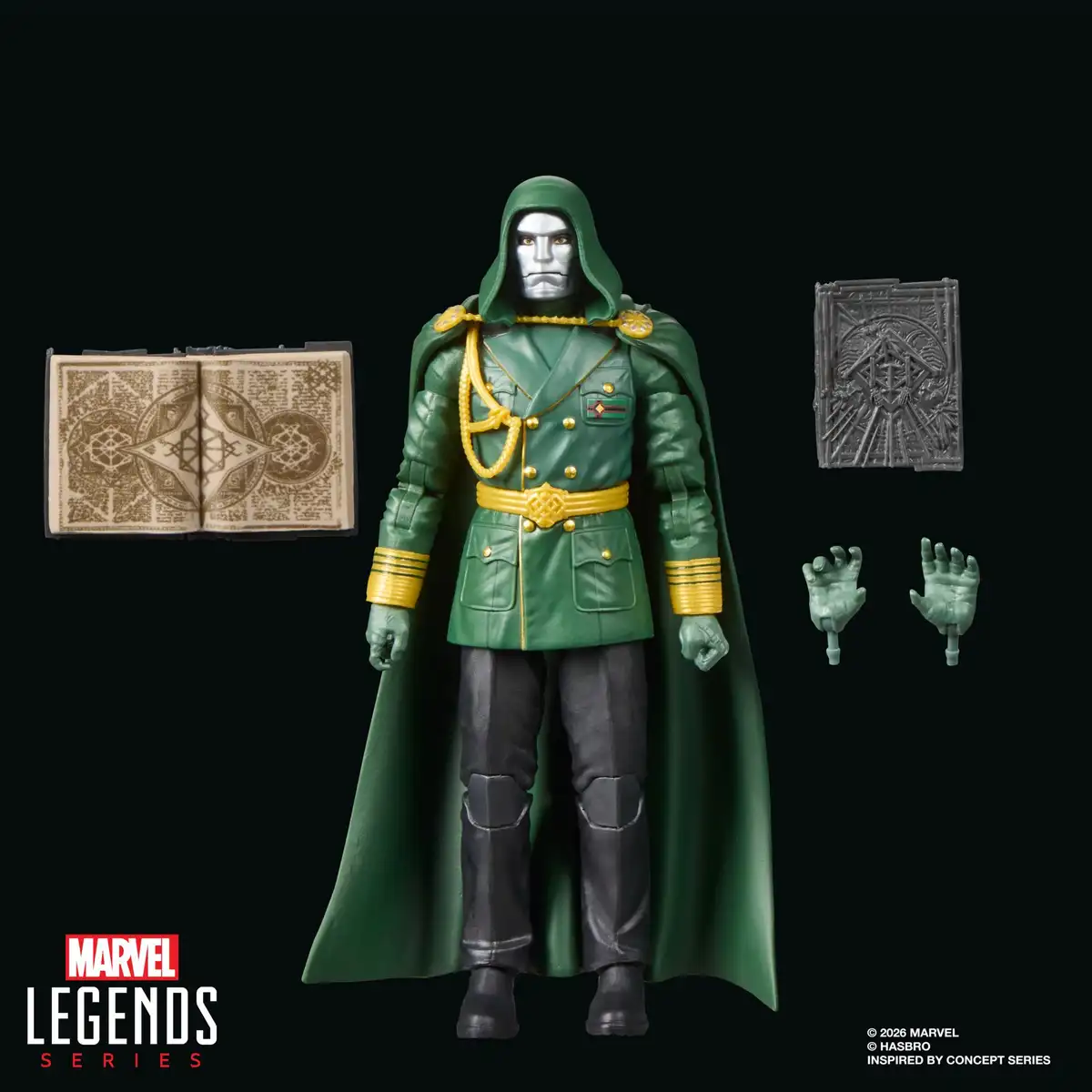 Lord Doom appears in Avengers: Doomsday Marvel Legends window-box packaging, featuring the Concept Series designation.