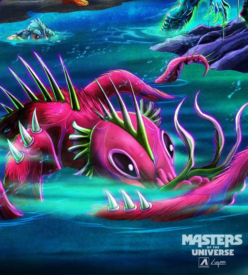 Battle for Subternia MOTU Origins Pink Subternia Aquatic Creature illustration