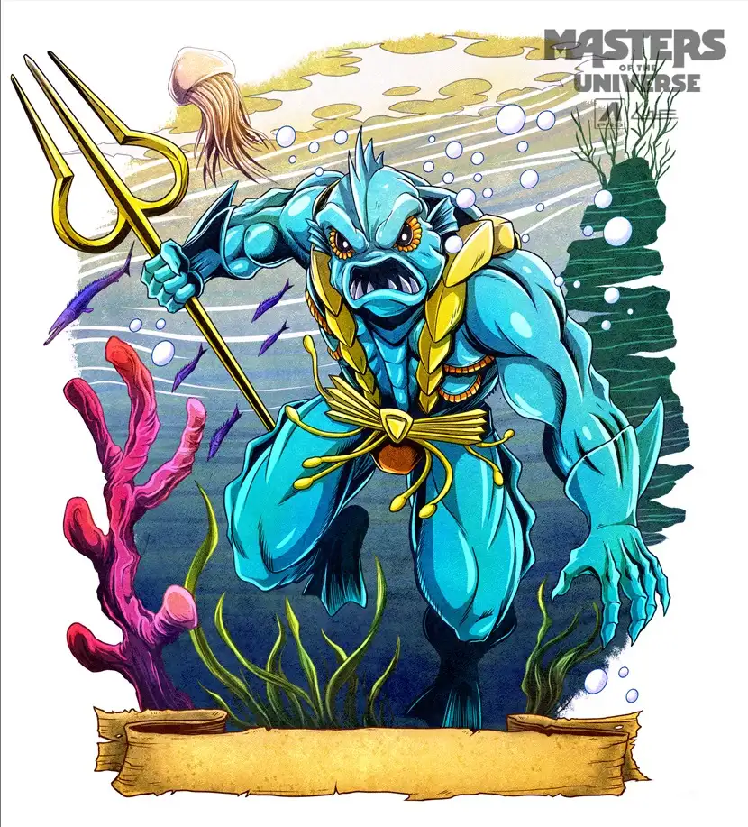 Battle for Subternia MOTU Origins Aquatican Mer-Warrior illustration
