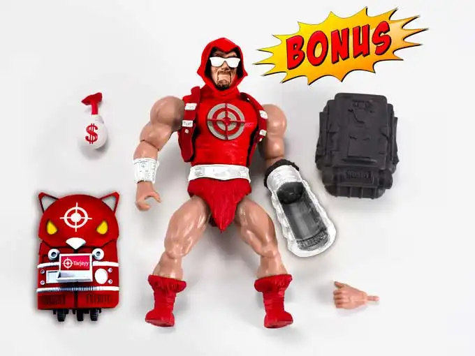 Red Tarjayy Employee Flip-Or figure with matching red Cat-cha and accessories