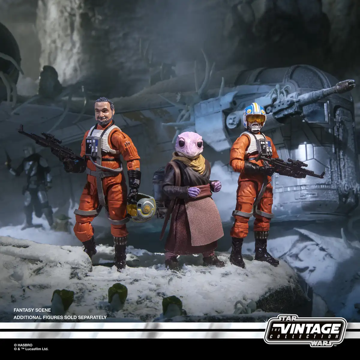 Trapper Wolf, Frog Lady, and Carson Teva Vintage Collection figures together