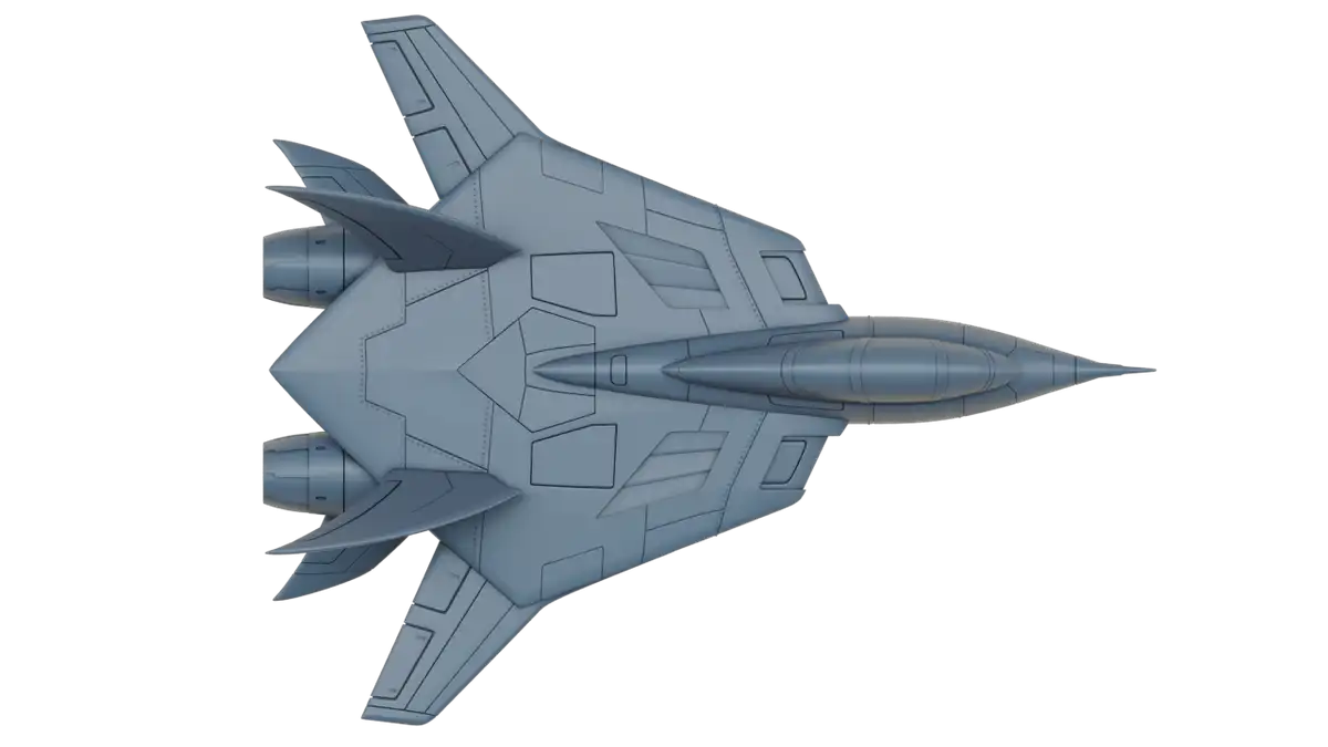 Uncolored 3D top render showing Turbokat wing panels and stabilizers