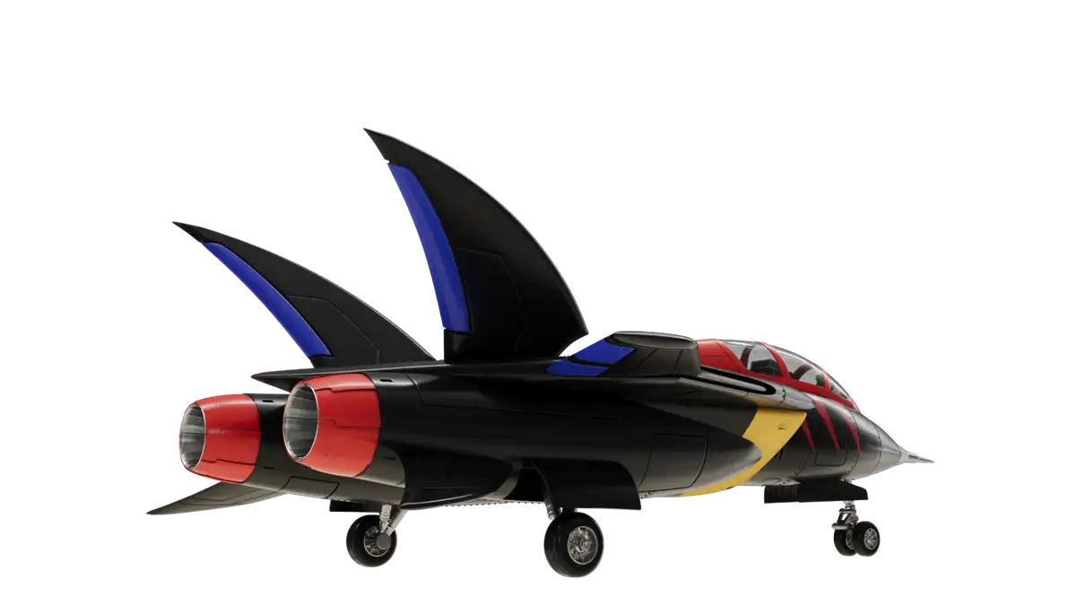 Full-color Turbokat rear three-quarter render with red engine exhaust surrounds