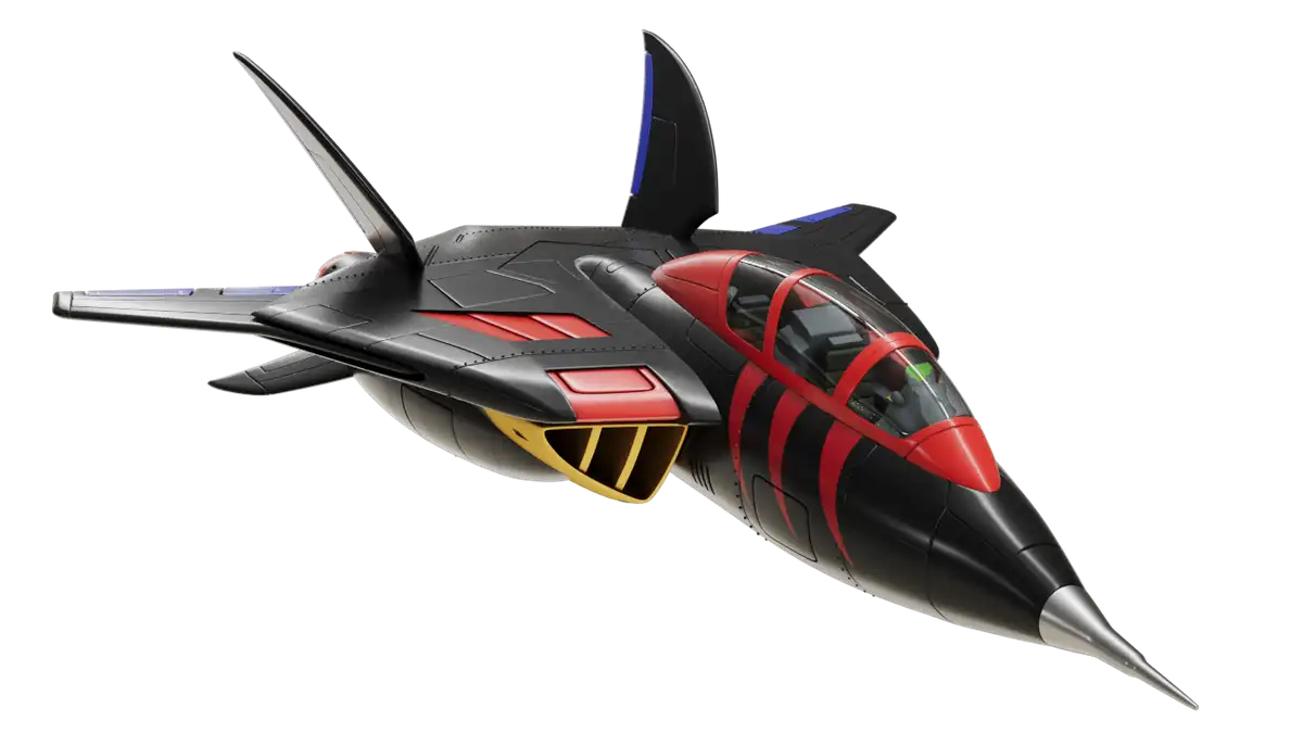Full-color Turbokat front three-quarter render with cockpit canopy and yellow intakes